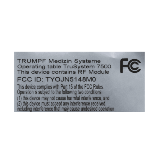 TS7500 Label, Fcc
